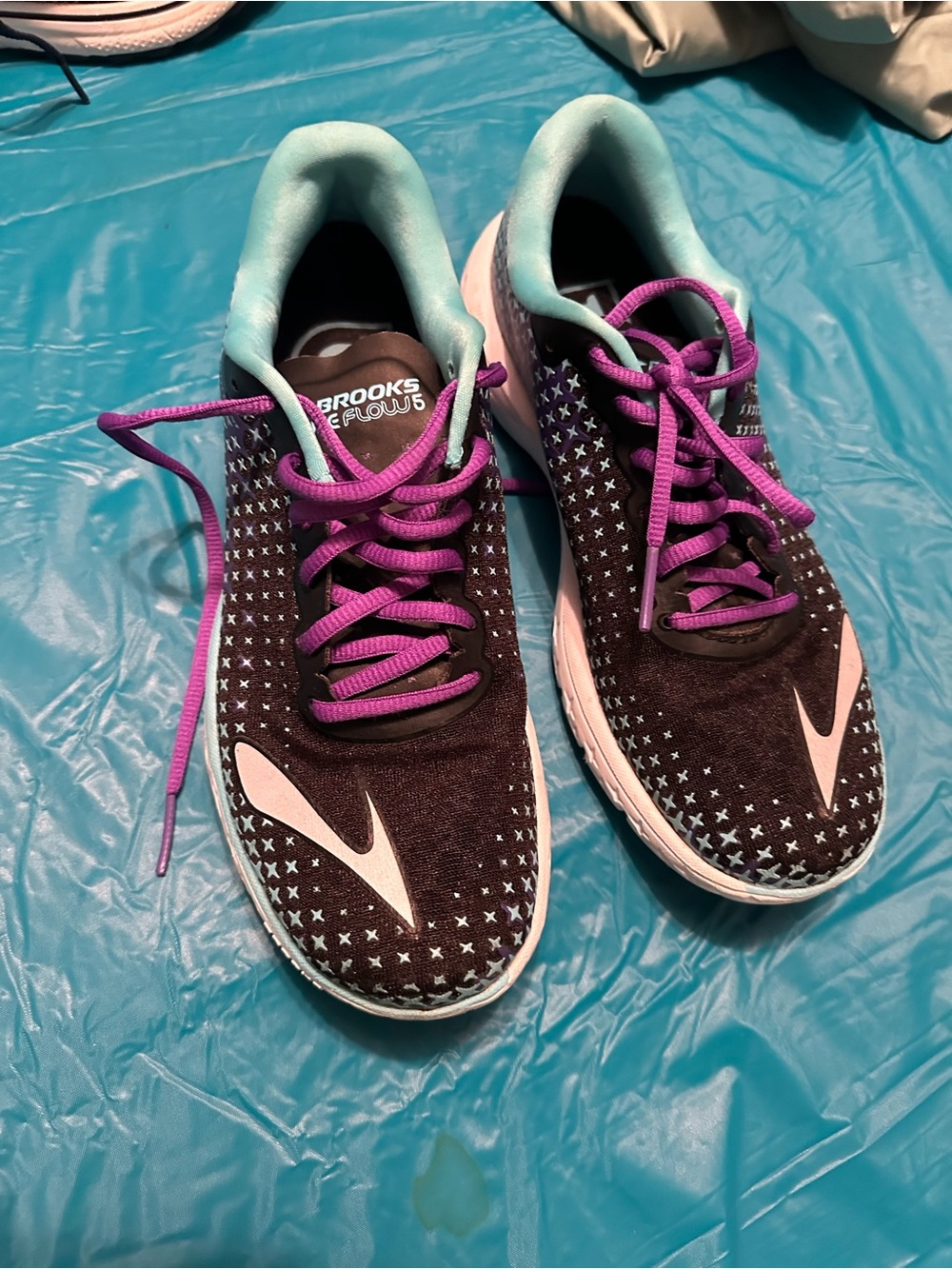 Brooks Women's Running Shoes in Black with Pink and Teal Accents